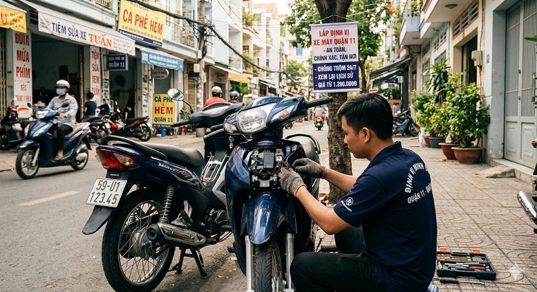 Lắp định vị xe máy tại quận 11